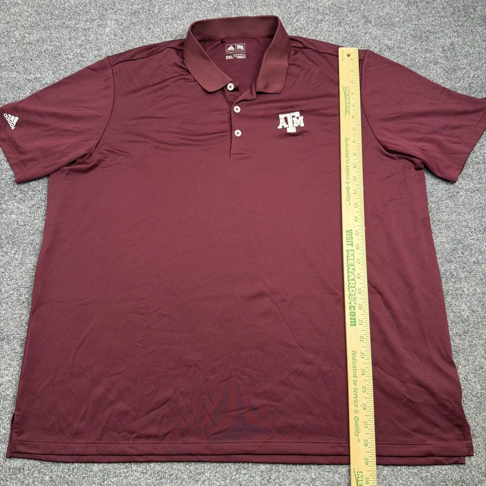 Adidas Texas A&M Aggies Polo Shirt Mens 2XL Maroon Short Sleeve Golf Climalite